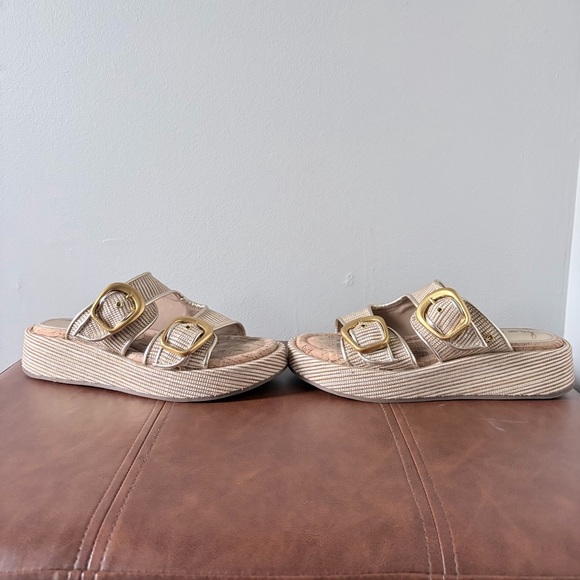 Sam Edelman Nerissa Sunny Gold Raffia Platform Slide Sandal Size 8 - Picture 3 of 7